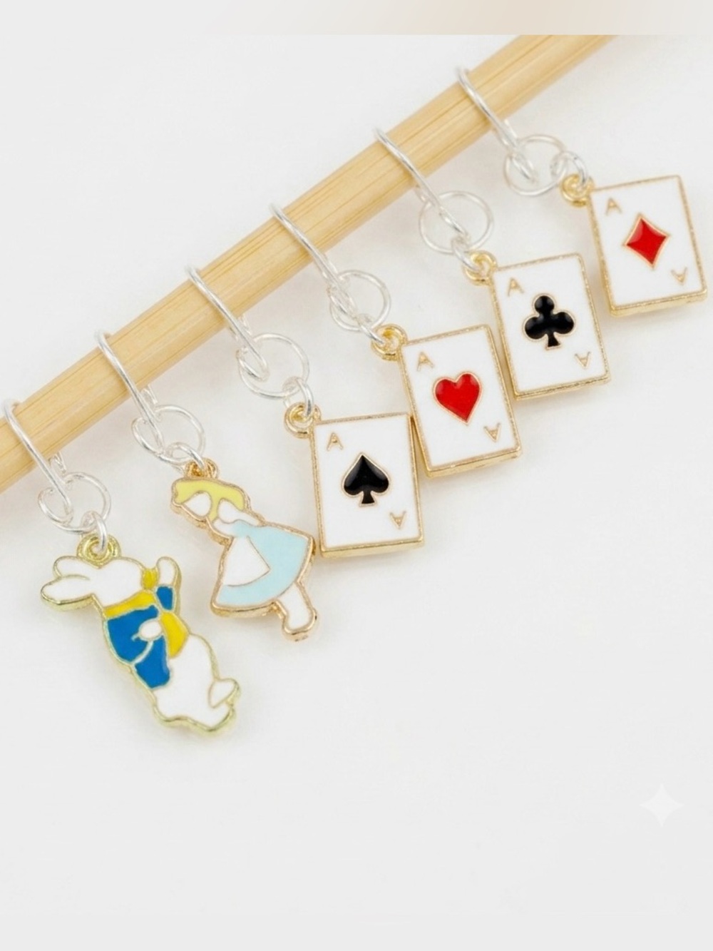 Alice in Wonderland Themed Snag-Free Stitch Markers – Set of 6 - Picture 5 of 5